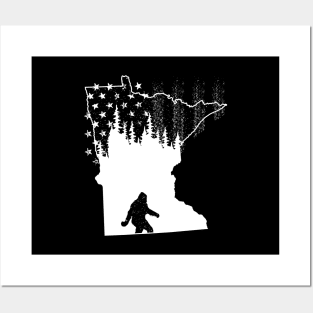 Minnesota Bigfoot American Flag Posters and Art